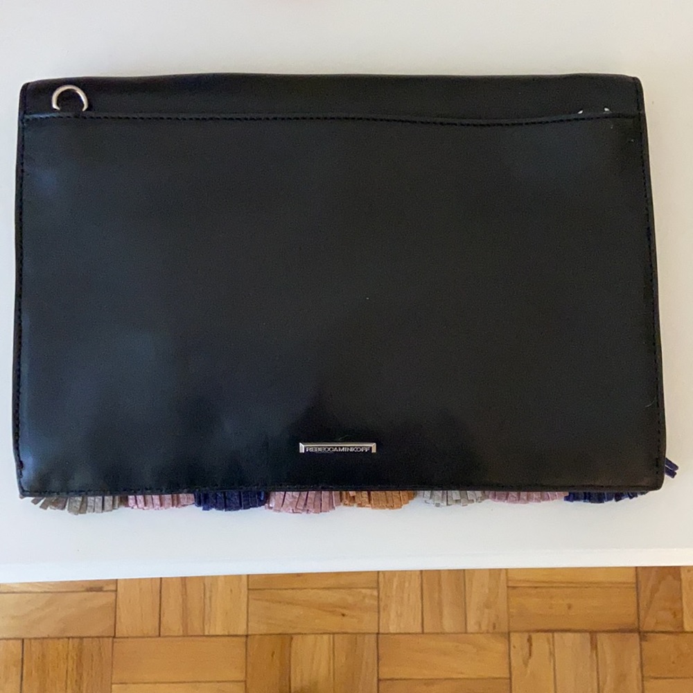 Black Rebecca Minkoff clutch, about 12in long and 7in height. - Picture 2 of 3